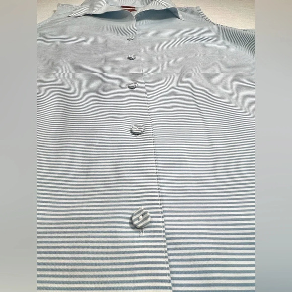 TALBOTS Women’s Haberdashery Petites Sleeveless Blue Stripe Button‎ Down Size 4P - Picture 5 of 13
